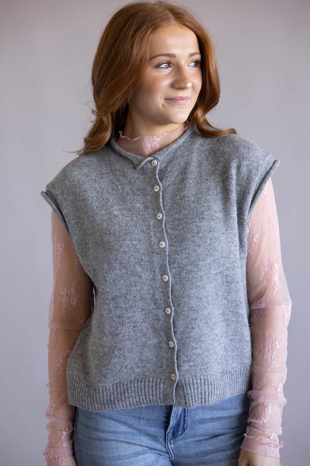Things Between Piper Vest for Women in Heather Grey | TBW13702-HGRY - Image 5