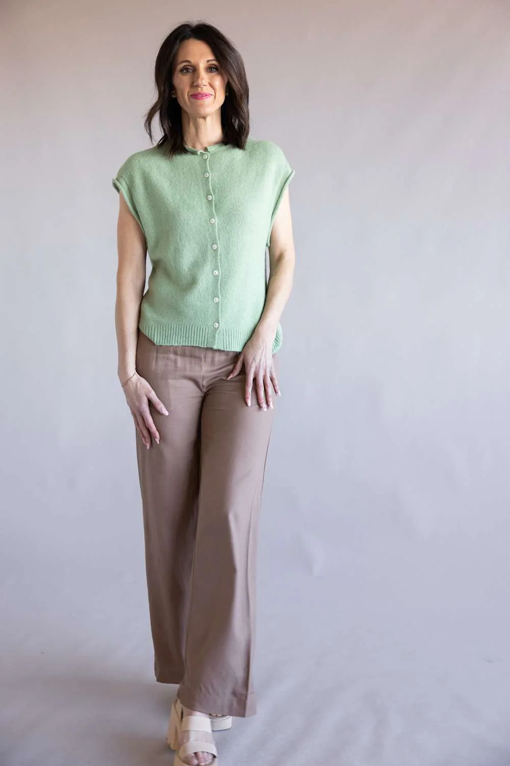 Things Between Piper Vest for Women in Matcha | TBW13702-MAT - Image 2
