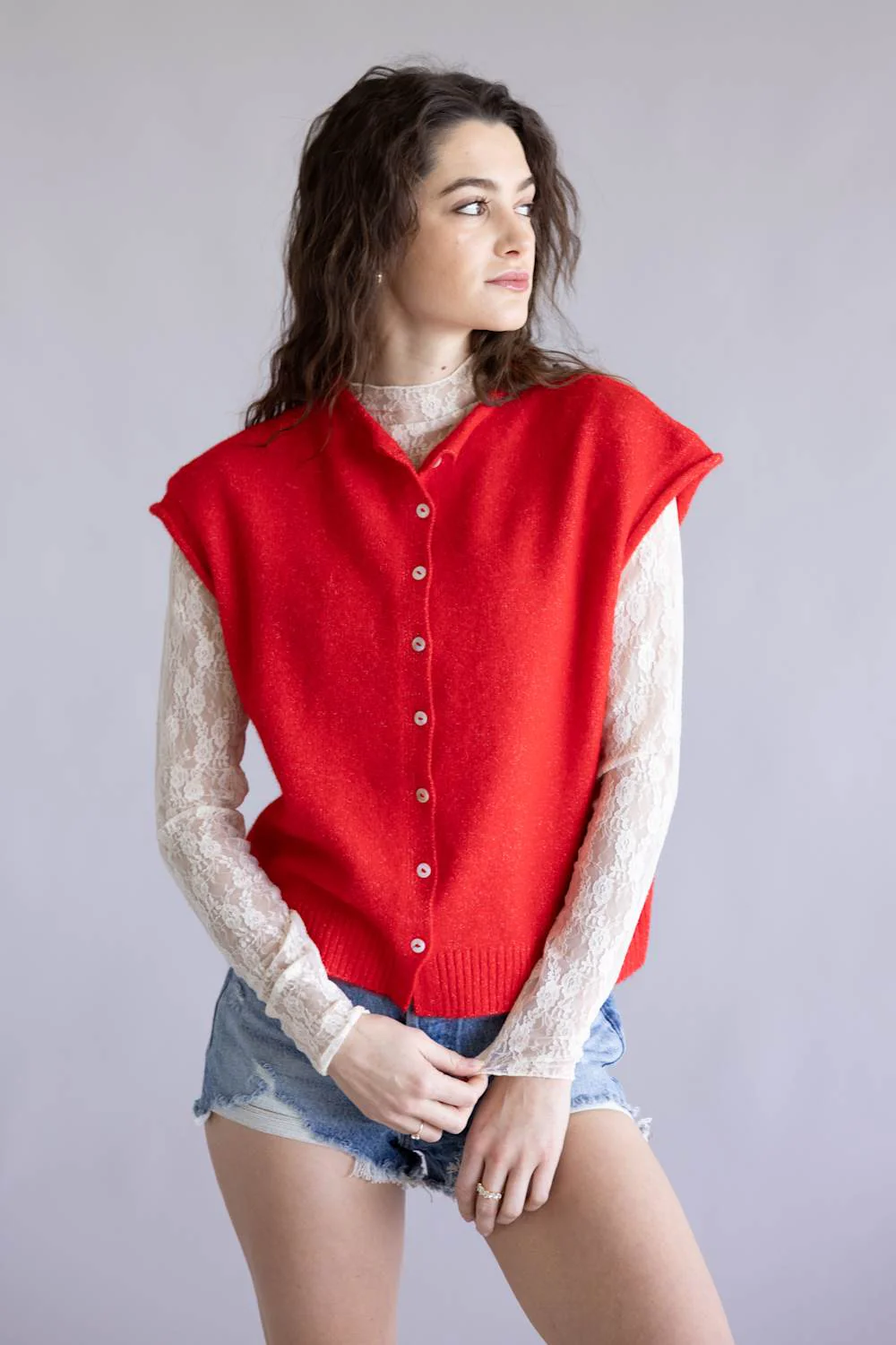 Things Between Piper Vest for Women in Tomato Red | TBW13702-RED - Image 2