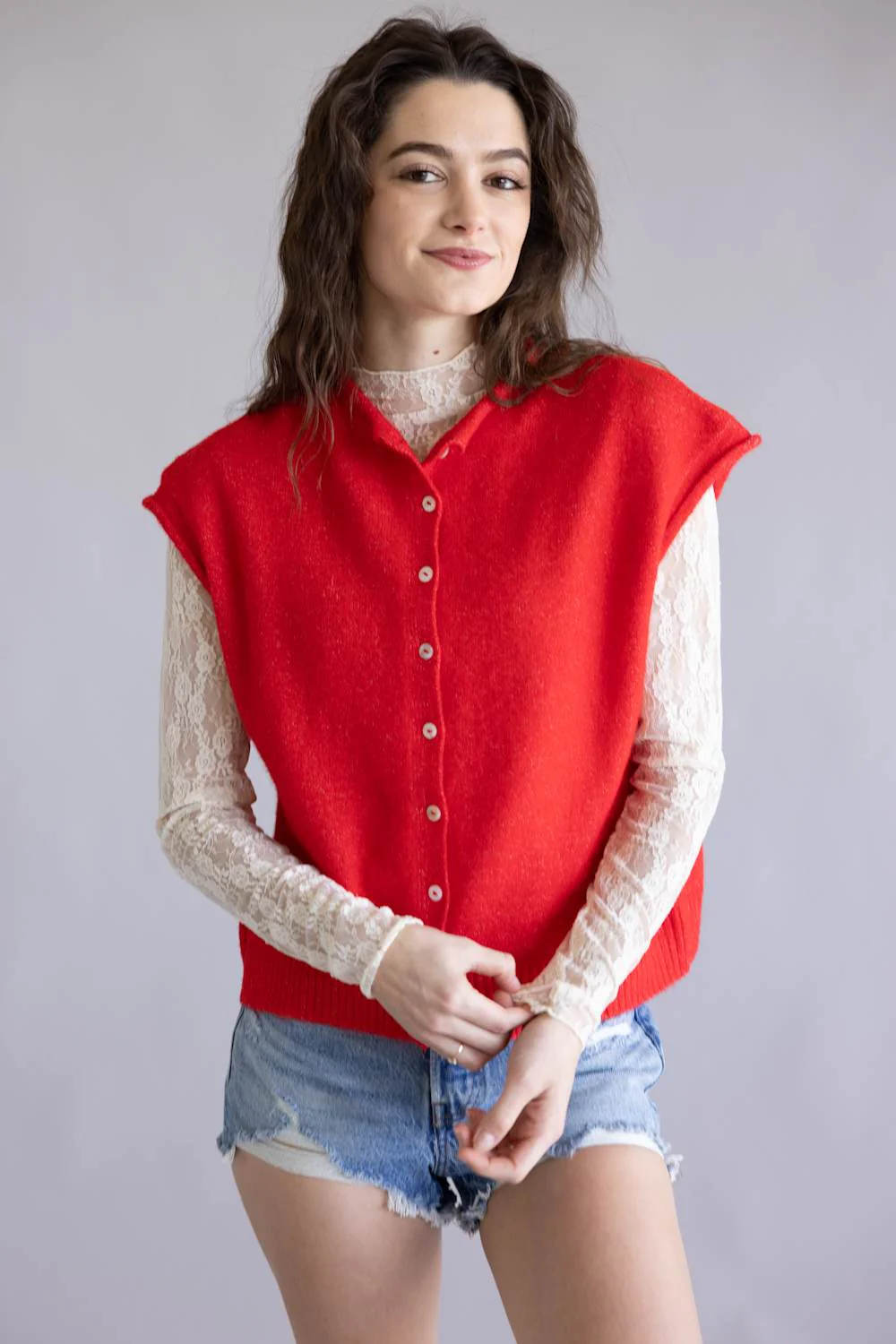 Things Between Piper Vest for Women in Tomato Red | TBW13702-RED - Image 4