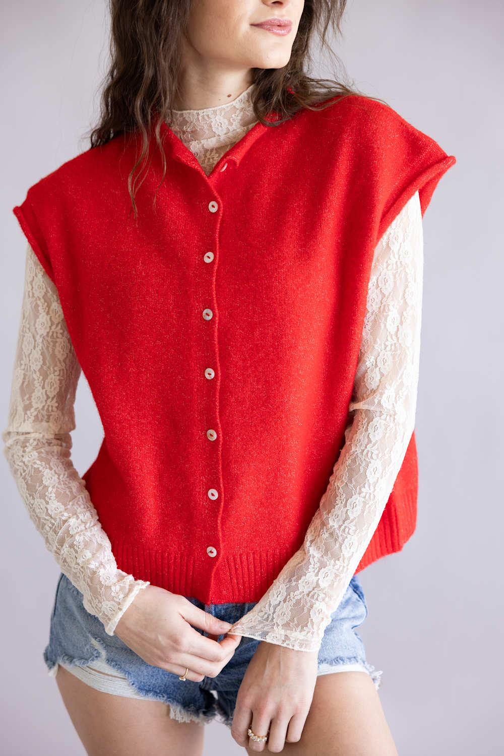 Things Between Piper Vest for Women in Tomato Red | TBW13702-RED - Image 5