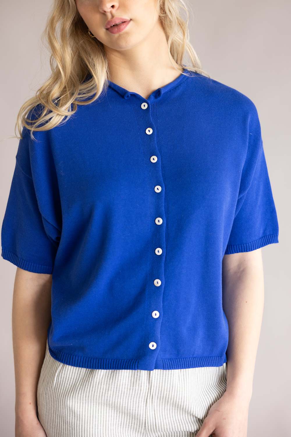 Things Between Half Sleeve Toby Cardigan for Women in Blue | TBW13717-COB - Image 2