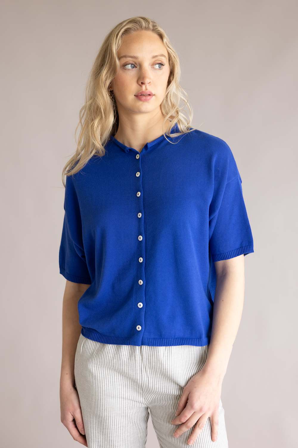 Things Between Half Sleeve Toby Cardigan for Women in Blue | TBW13717-COB - Image 4