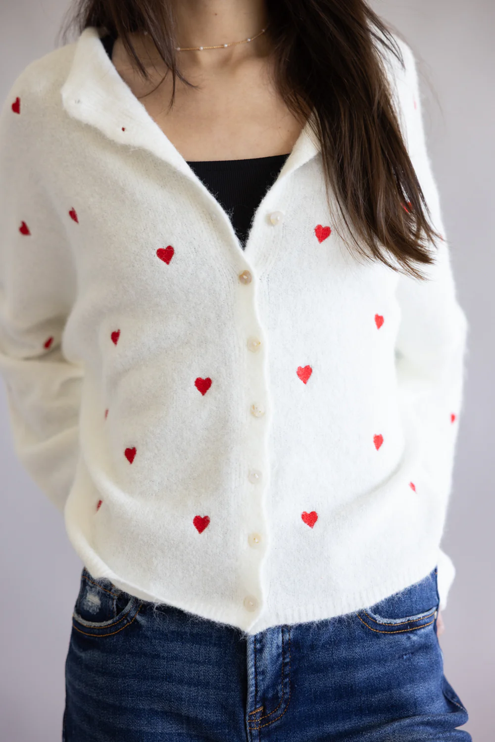 Things Between Heart Piper Cardigan for Women in White | TBW13321-SNWRED - Image 3