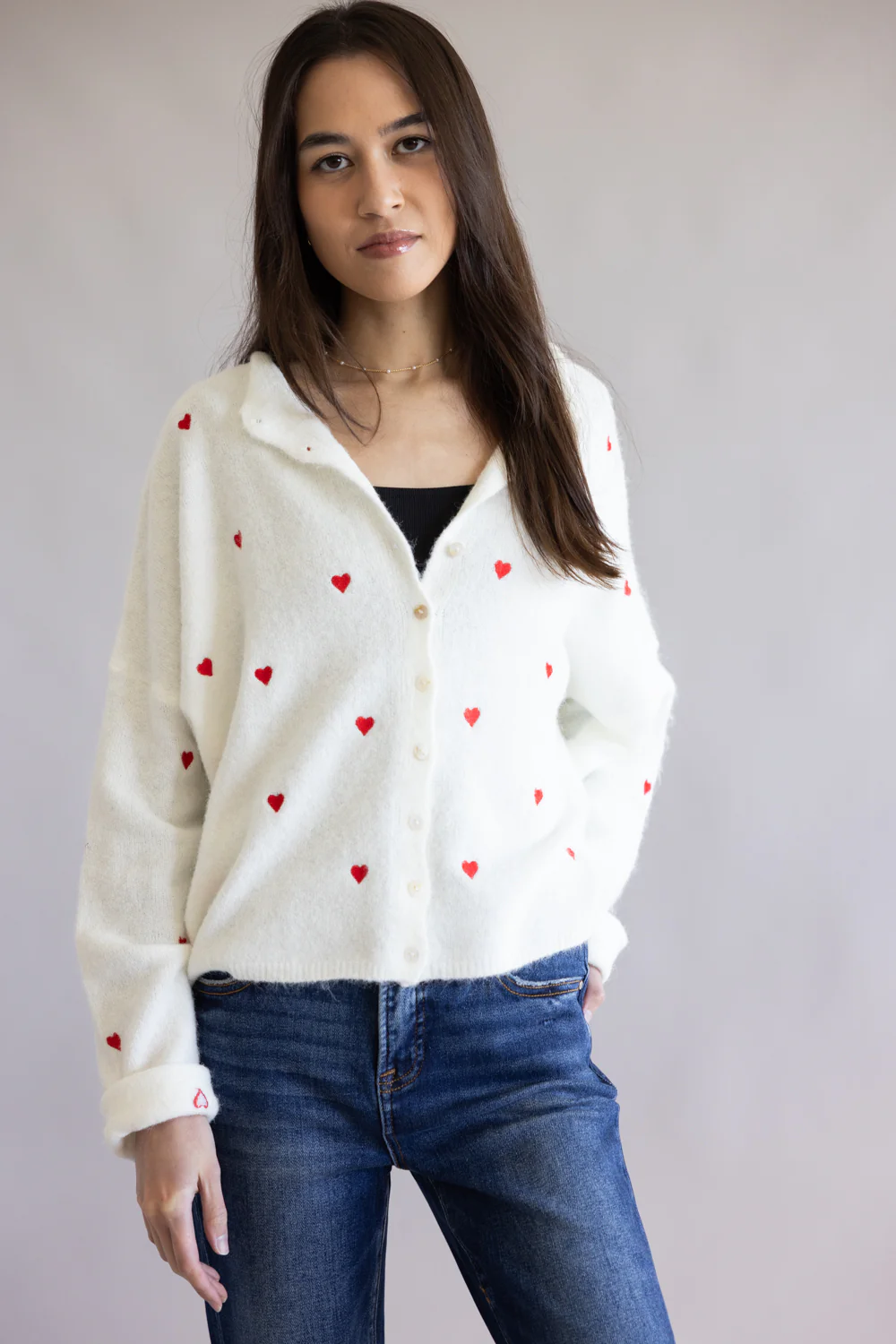 Things Between Heart Piper Cardigan for Women in White | TBW13321-SNWRED - Image 4