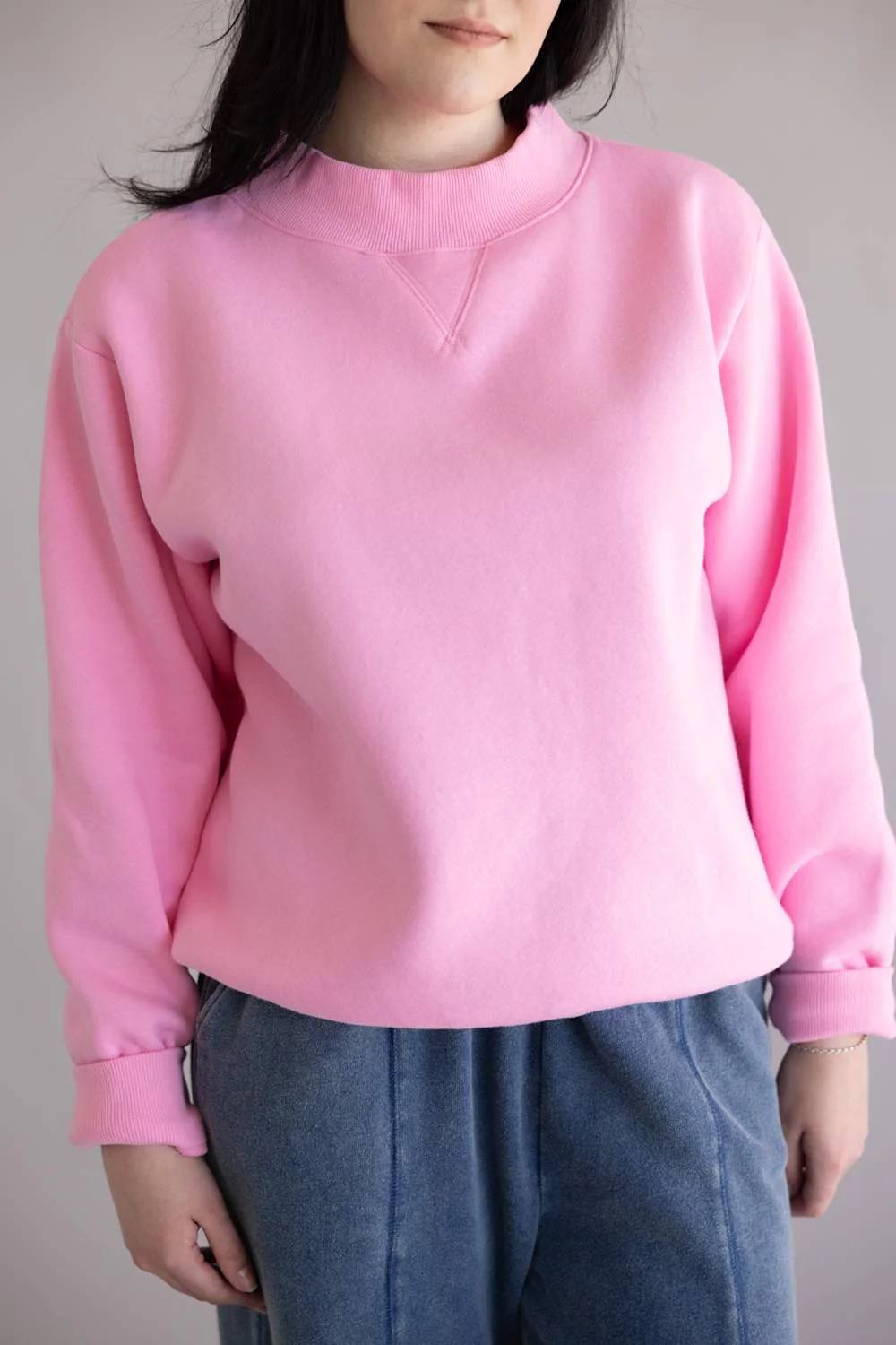 Things Between Mock Neck Pullover for Women in Bubblegum | TBT14112-GUM - Image 2