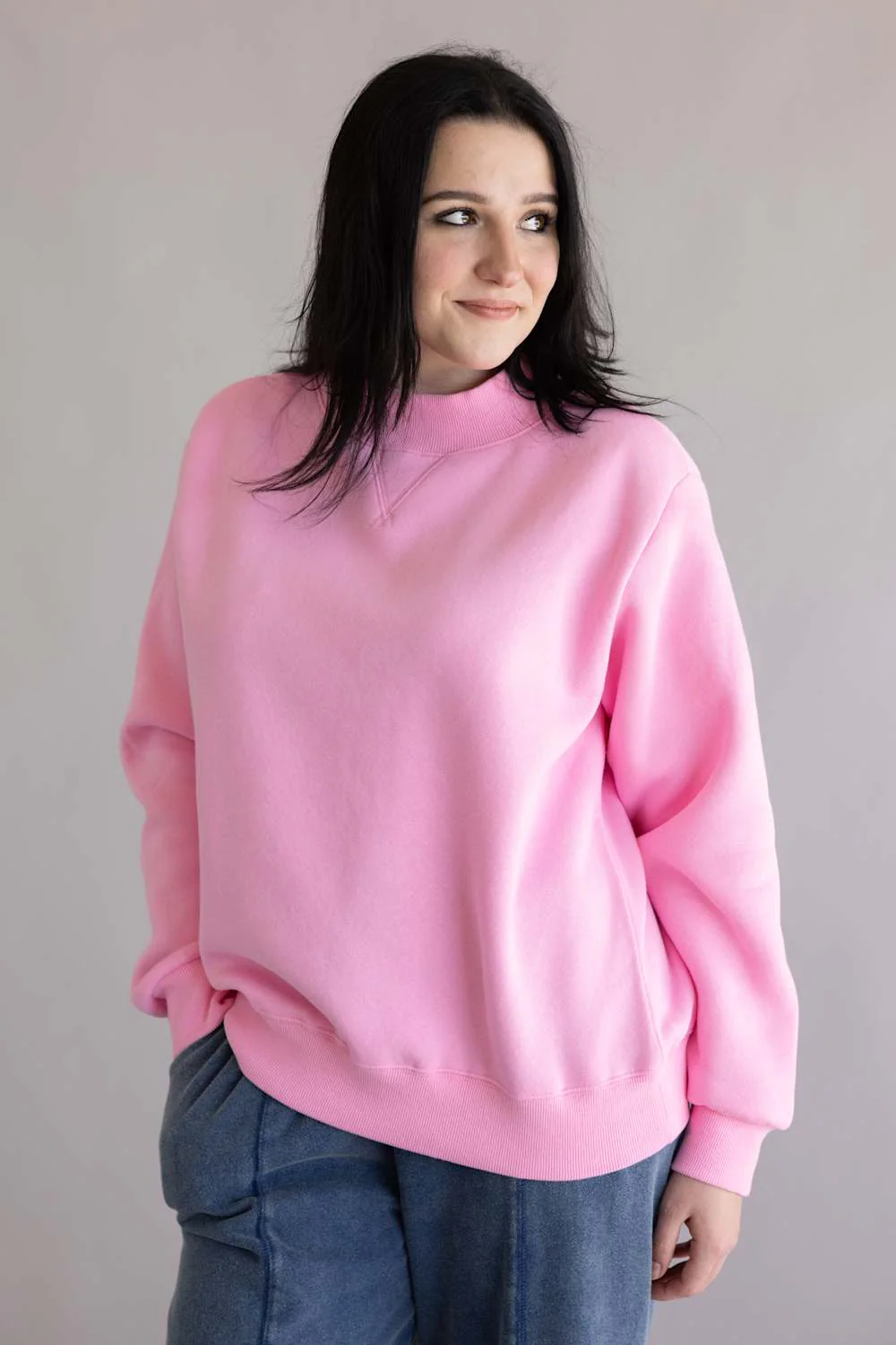 Things Between Mock Neck Pullover for Women in Bubblegum | TBT14112-GUM - Image 4