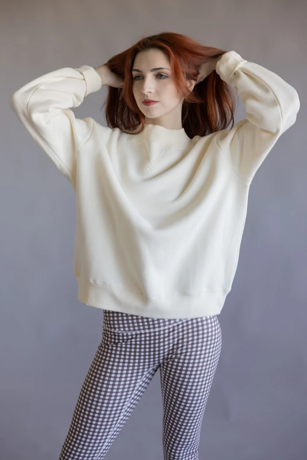 Things Between Mock Neck Pullover for Women in Cream | TBT14112-CRM - Image 2