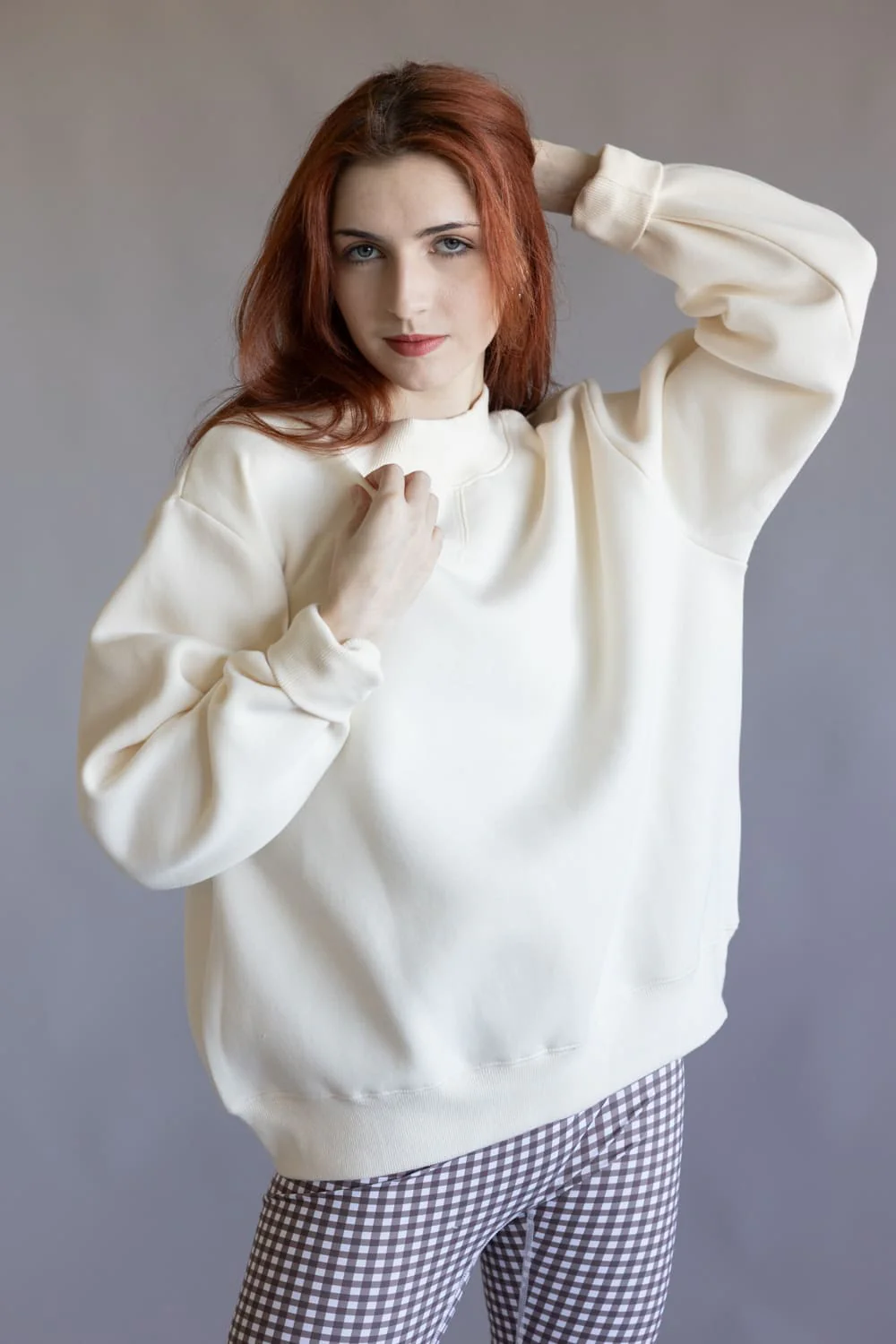 Things Between Mock Neck Pullover for Women in Cream | TBT14112-CRM - Image 3