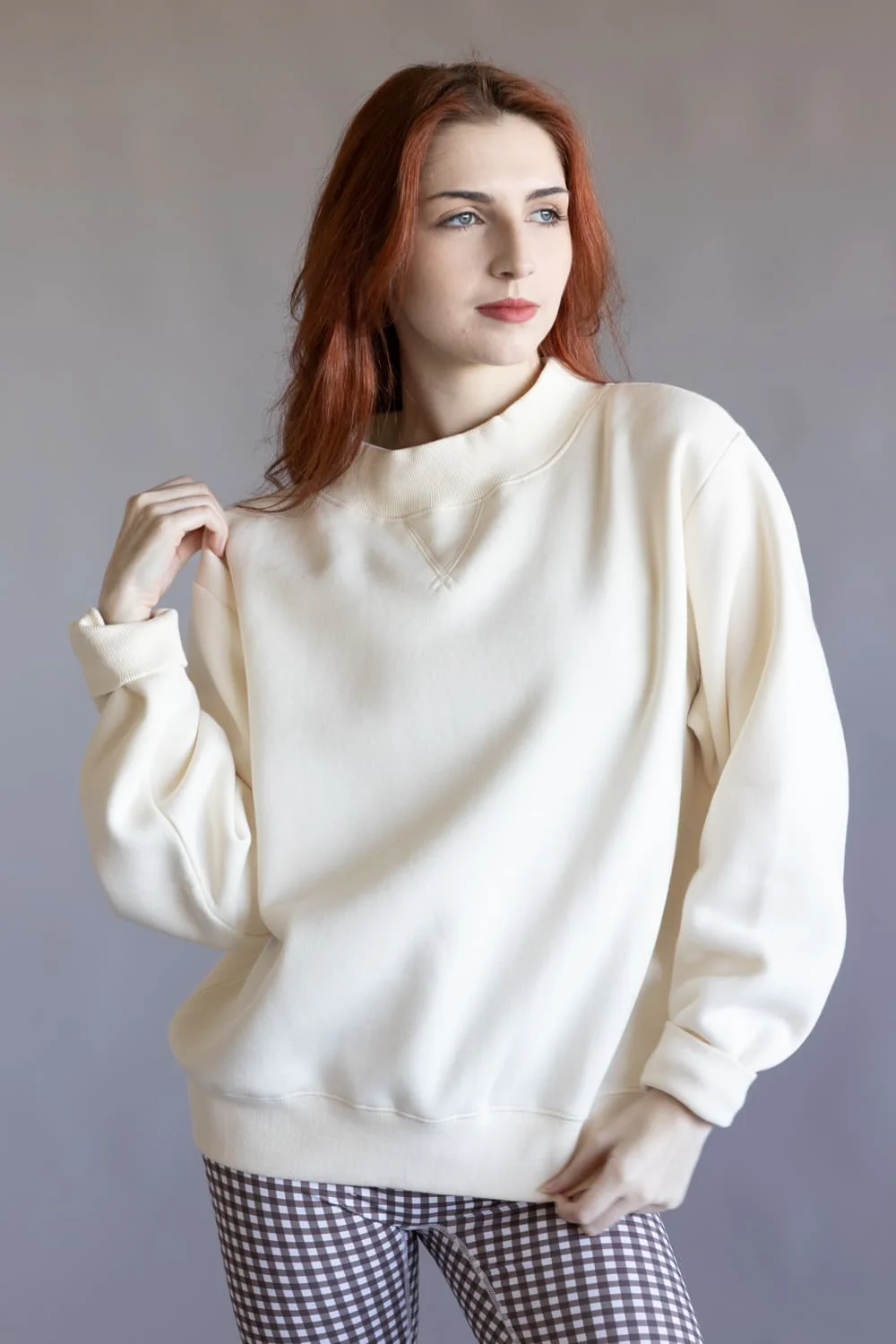 Things Between Mock Neck Pullover for Women in Cream | TBT14112-CRM - Image 5