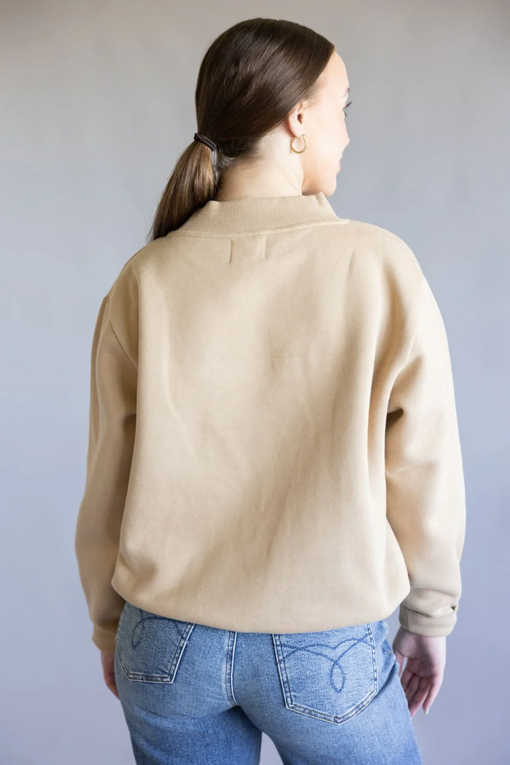 Things Between Mock Neck Pullover for Women in Tan | TBT14112-TAN - Image 5