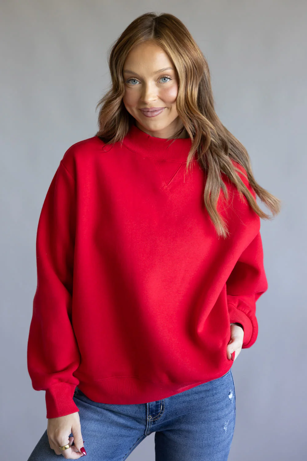 Things Between Mock Neck Fleece Pullover for Women - Image 7
