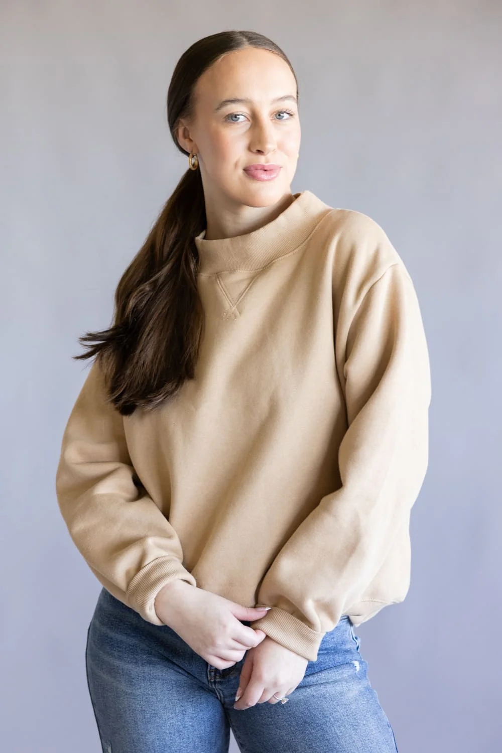Things Between Mock Neck Fleece Pullover for Women - Image 8