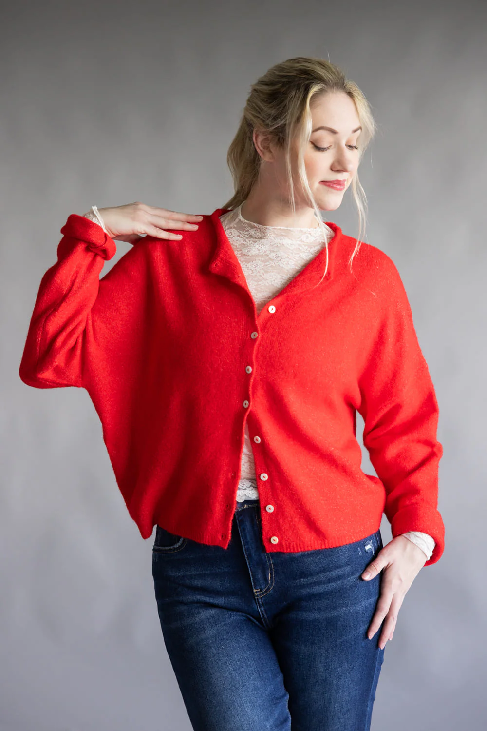 Things Between Piper Cardigan for Women in Red | TBW237-RED - Image 2