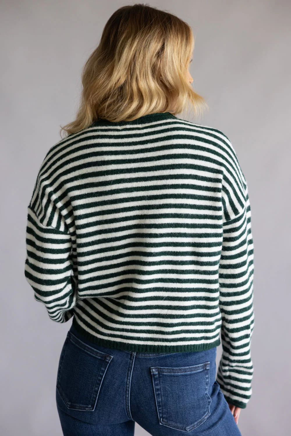 Things Between Piper Henley Shirt for Women in Forest Green Stripe | TBW14174-GRN - Image 3