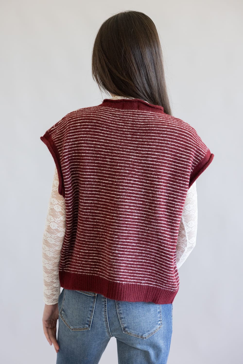 Things Between Stripe Piper Vest for Women in Wine | TBW13703-WIN - Image 4