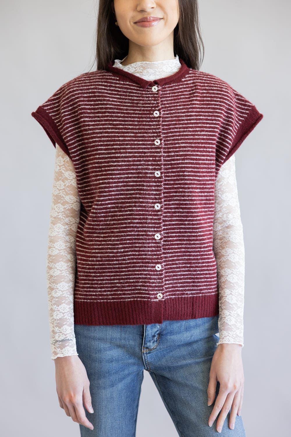 Things Between Stripe Piper Vest for Women in Wine | TBW13703-WIN - Image 5