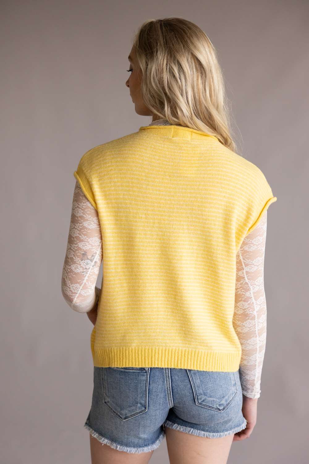 Things Between Piper Vest for Women in Butter Stripe | TBW13703-BTR - Image 3