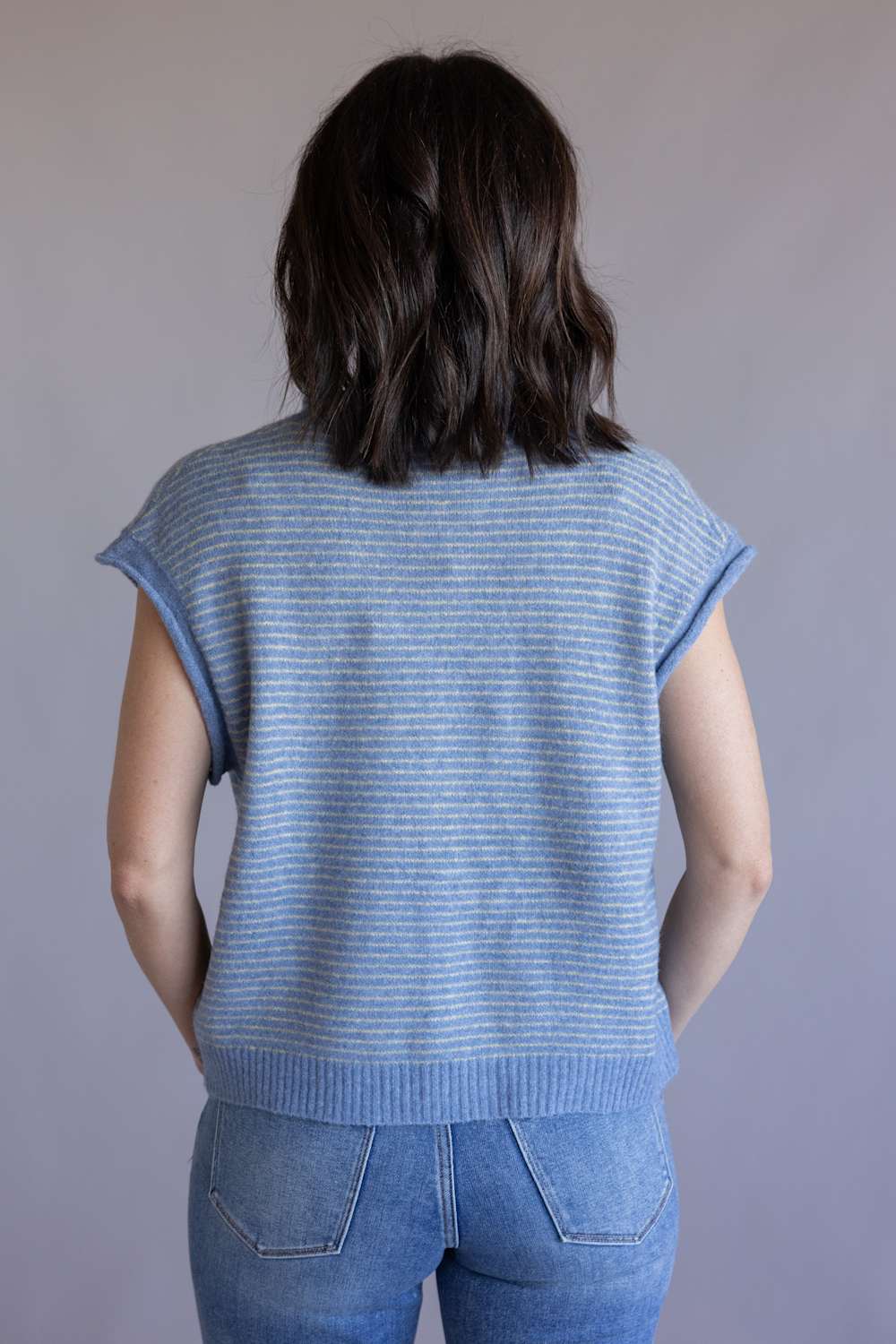Things Between Piper Vest for Women in Dusty Blue Stripe | TBW13703-DBLU - Image 3