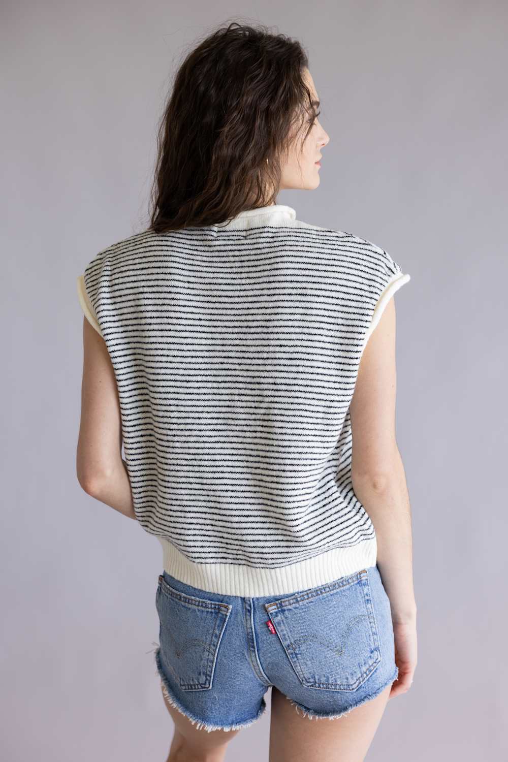 Things Between Piper Vest for Women in Ivory/Black Stripe | TBW13703-IRYBLK - Image 3