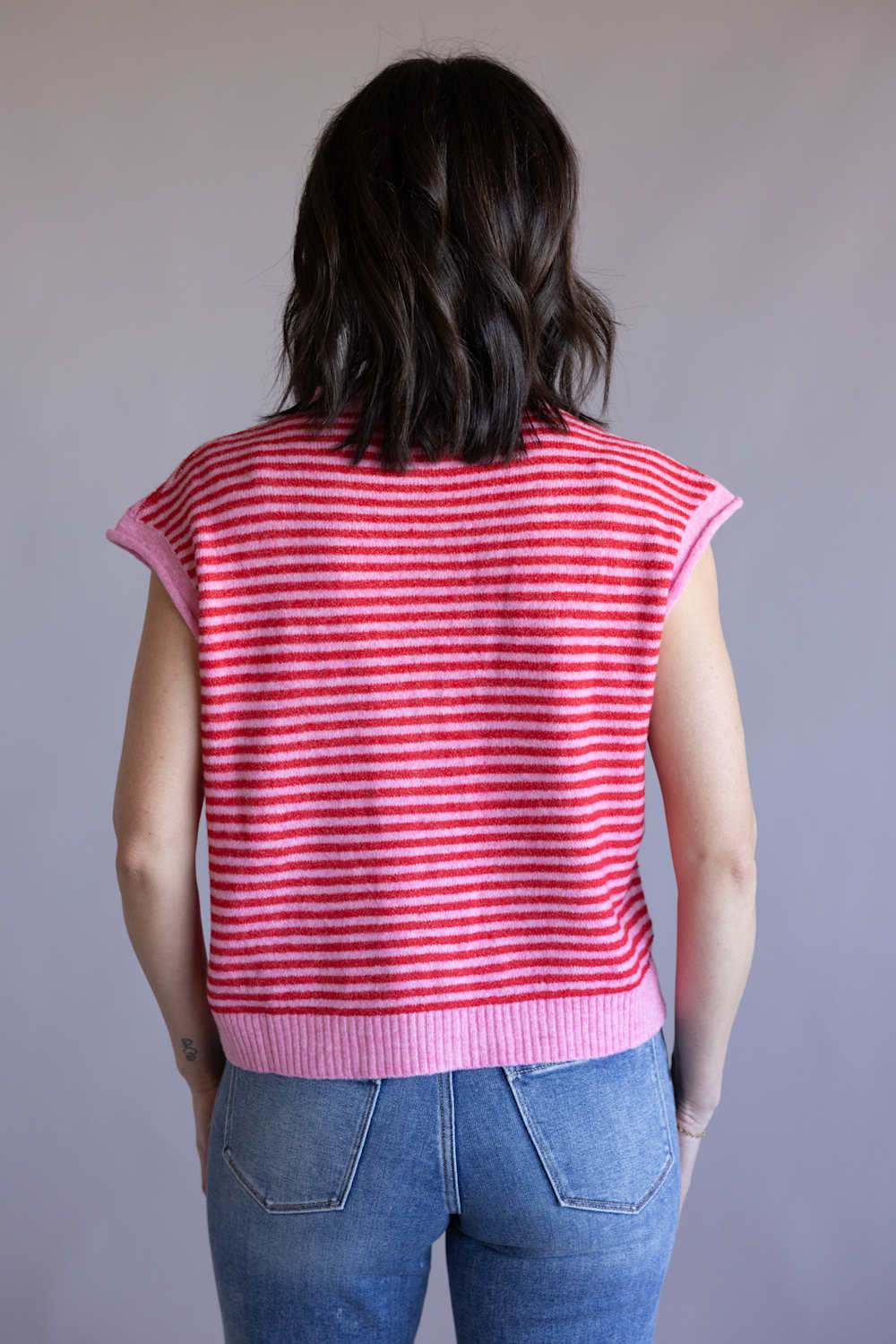 Things Between Piper Vest for Women in Pink Stripe | TBW14508-PNK - Image 3