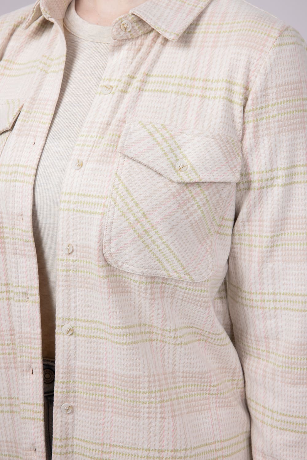 Thread & Supply Cassian Soft Luxe Button Up Shirt in Cream Multi Plaid | T4444PVTS-CREAMMULTIPLAID - Image 3