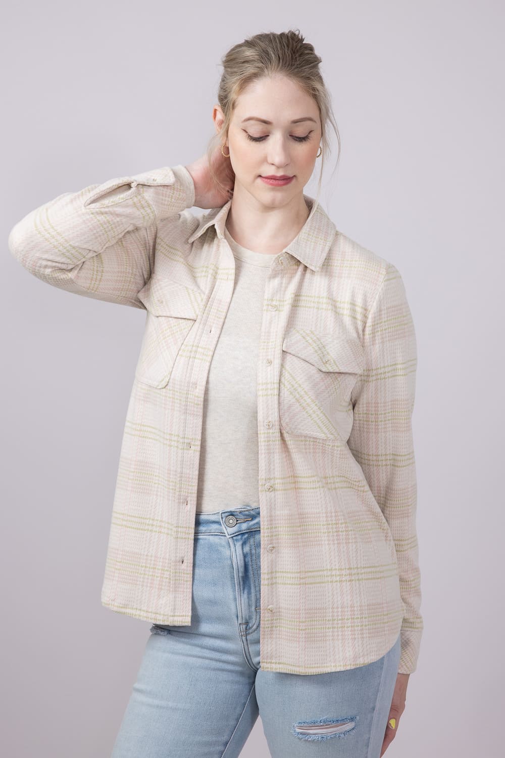 Thread & Supply Cassian Soft Luxe Button Up Shirt in Cream Multi Plaid | T4444PVTS-CREAMMULTIPLAID - Image 4