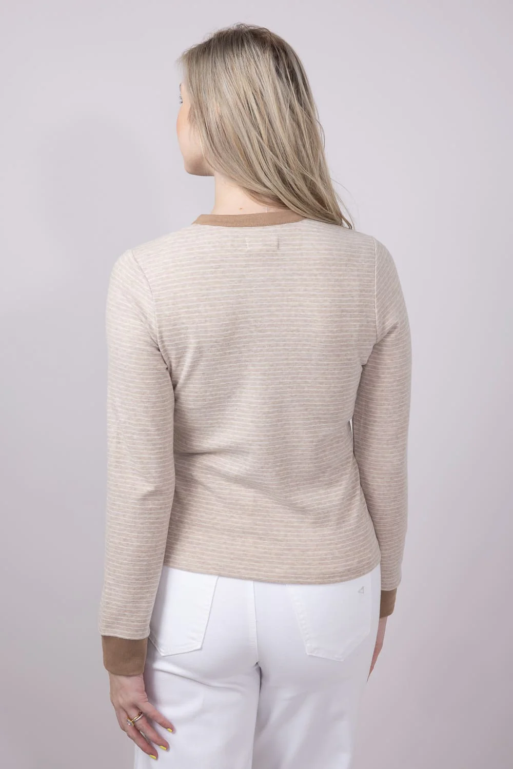 Thread & Supply Aeris Stripe Shirt for Women in Tan White | T4452PVTS-TANWHITE - Image 2
