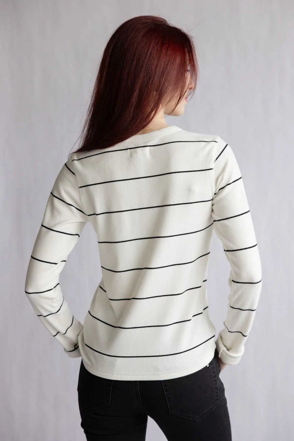 Thread & Supply Alder Top for Women in Ivory Black | T5144RBRTS-IVORYBLACK - Image 2