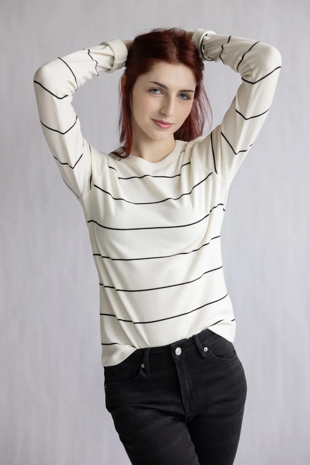 Thread & Supply Alder Top for Women in Ivory Black | T5144RBRTS-IVORYBLACK - Image 3