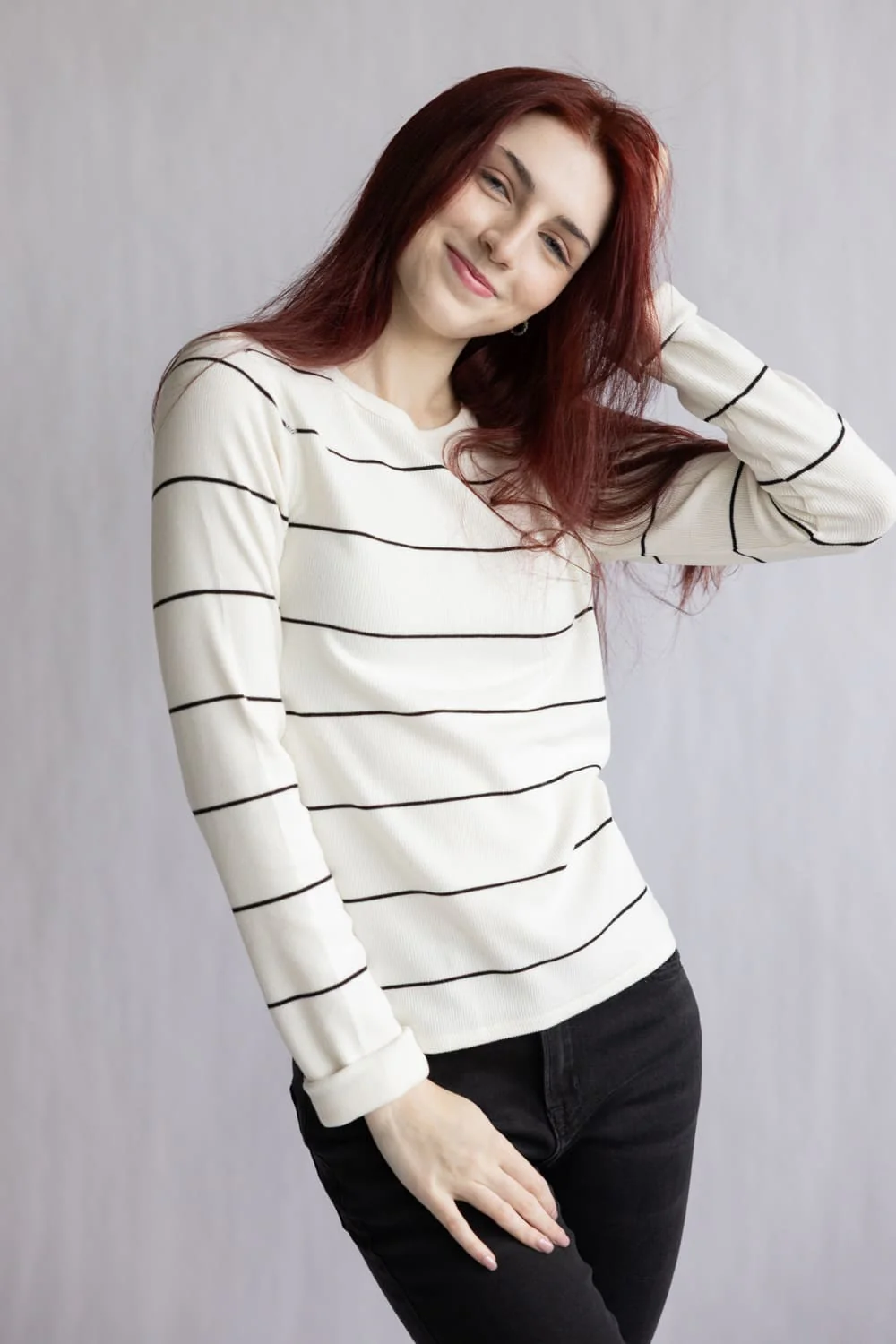 Thread & Supply Alder Top for Women in Ivory Black | T5144RBRTS-IVORYBLACK - Image 4