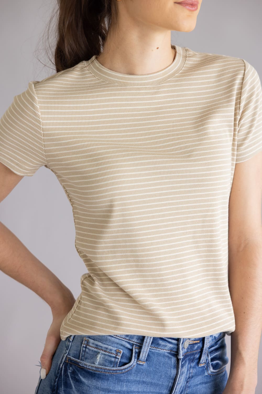 Thread & Supply Annie T-Shirt for Women in White Pepper | T3544BRTS-WHITEPEPPER - Image 3