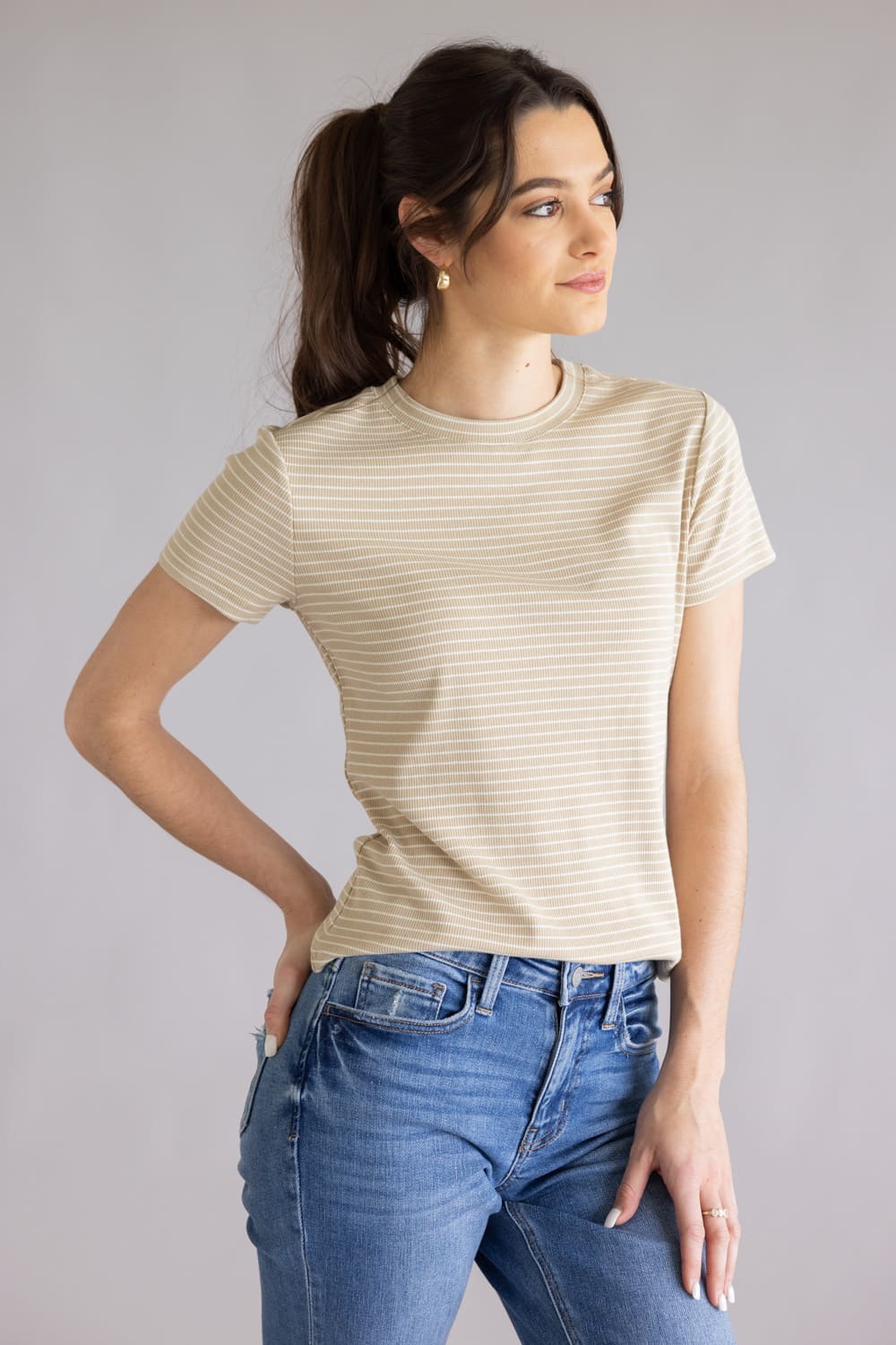 Thread & Supply Annie T-Shirt for Women in White Pepper | T3544BRTS-WHITEPEPPER - Image 4
