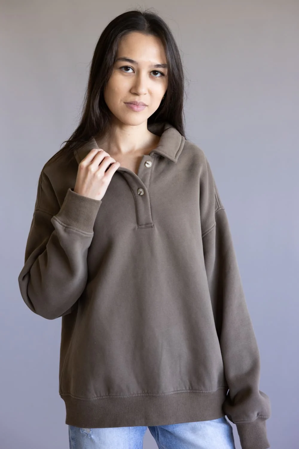 Thread & Supply Arizona Pullover Top for Women in Chocolate | T4562HBFTS-CHOCOLATE - Image 4