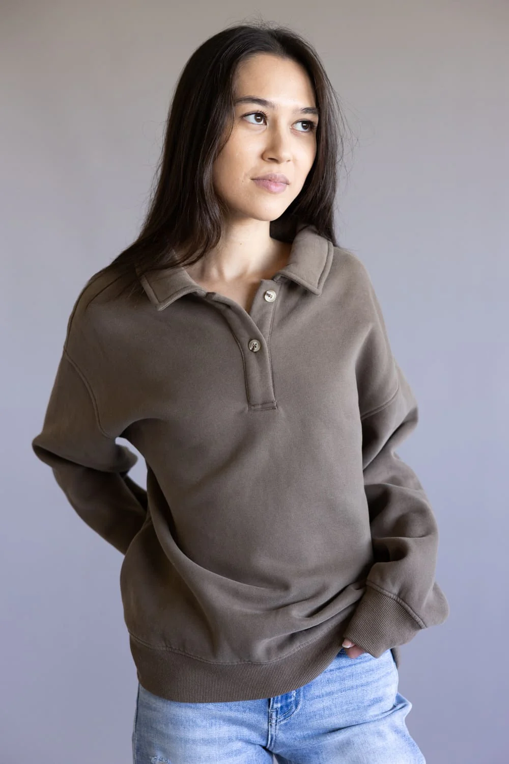 Thread & Supply Arizona Pullover Top for Women in Chocolate | T4562HBFTS-CHOCOLATE - Image 5
