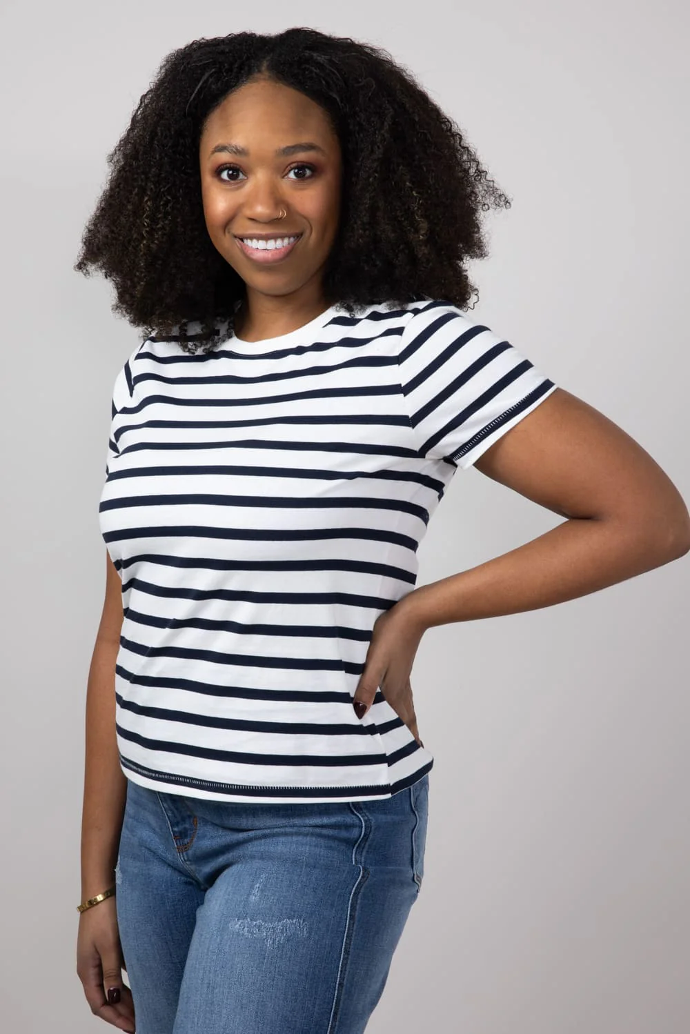 Thread & Supply Asher Striped T-Shirt for Women in White/Navy | T2940CKNTS-WHITENAVY - Image 3