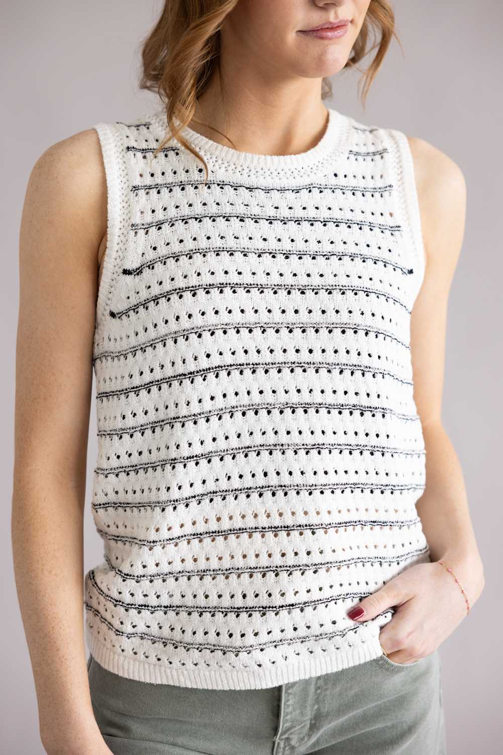 Thread & Supply Audre Tank Top for Women in Ivory Black | T3648SWTS-IVORYBLACK - Image 3