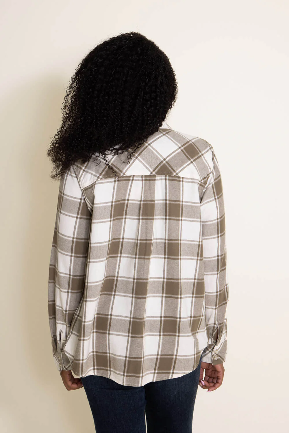 Thread & Supply Flannel Plaid Shirt for Women in White and Sage Green | T2543CFGK-CAPEGRN - Image 3