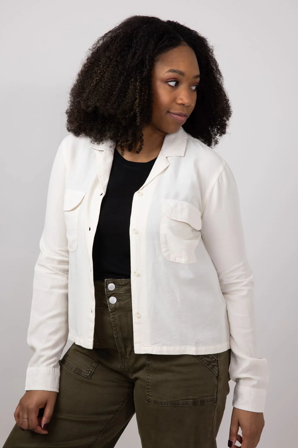 Thread & Supply Casey Button Up Shirt for Women in Bone | T3705PTLTS-BONE - Image 3