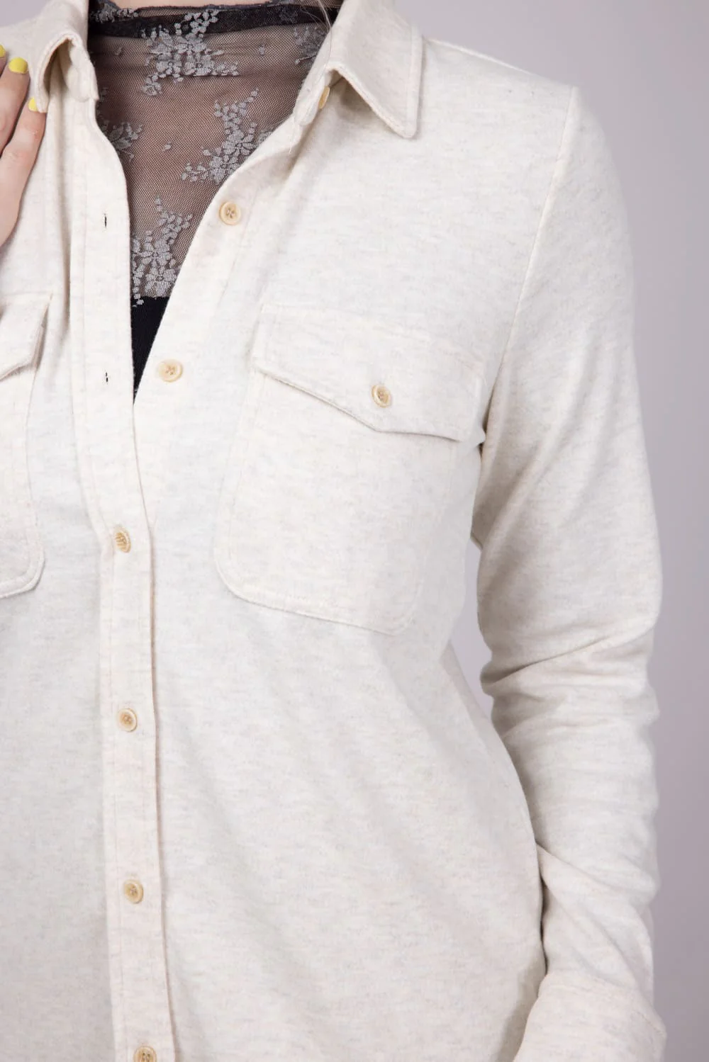 Thread & Supply Cassian Soft Luxe Button Up Shirt in Heather Oatmeal | T4444PVTS-HEATHEROATMEAL - Image 3