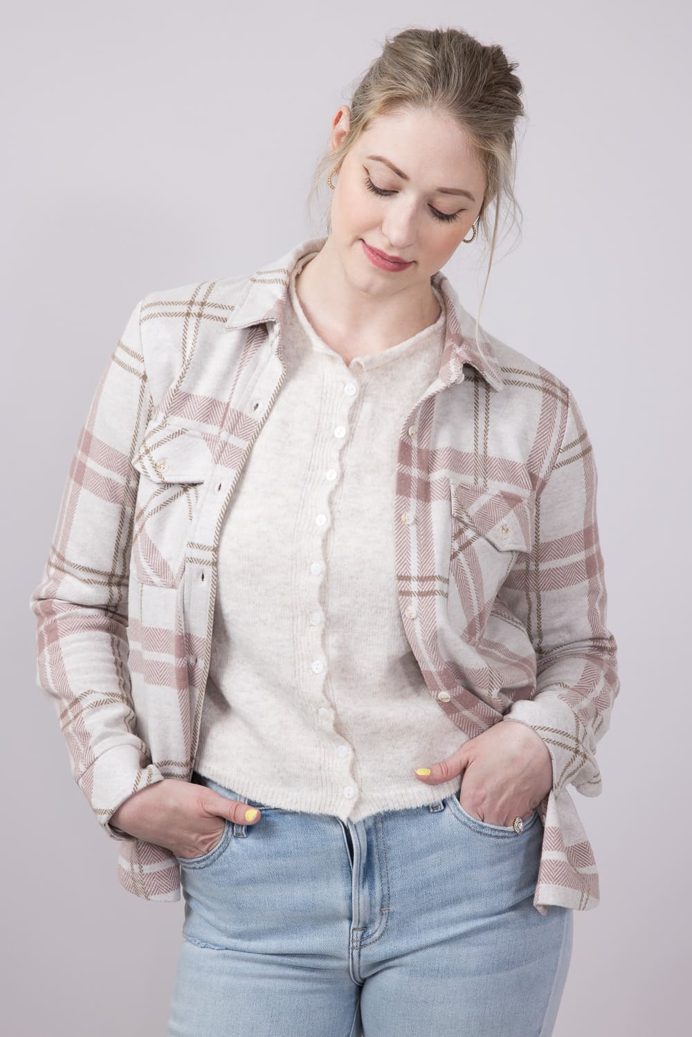 Thread & Supply Cassian Soft Luxe Button Up Shirt in Mauve Tan Plaid | T4444PVTS-MAUVETANPLAID - Image 3
