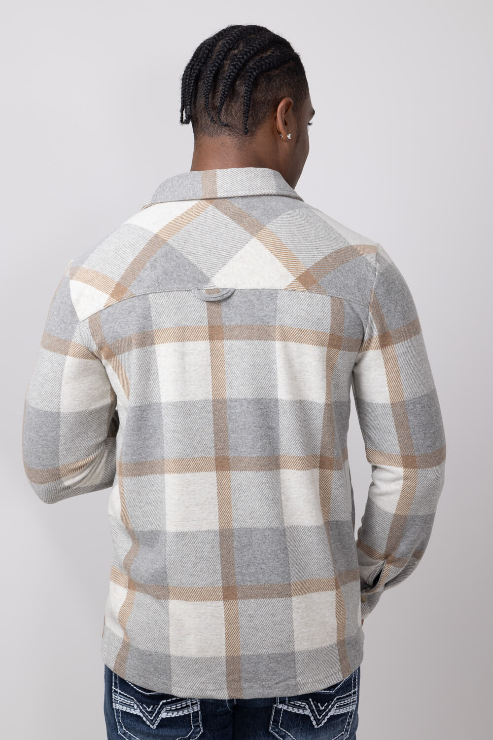 Thread & Supply Clark Shirt for Men in Grey Brown Plaid | T3184PVXTM-GREYBROWNPLAID - Image 2