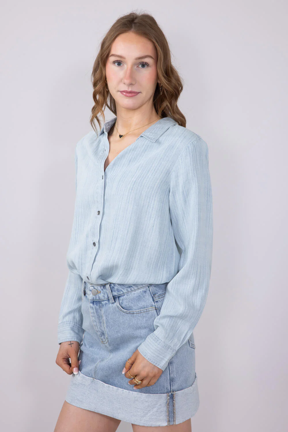Thread & Supply Grace Top for Women in Blue | T3235LZTTS-MIAHERRINGBONE - Image 3