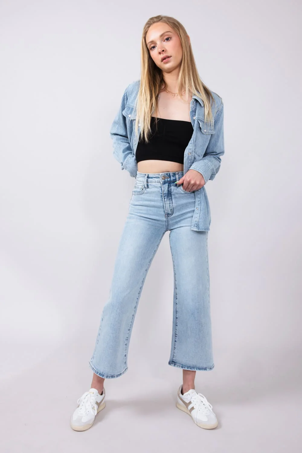 Thread & Supply High Rise Luca Vintage Cropped Wide Leg Jeans for Women | B2379VSDTS-LIGHTWASH - Image 2
