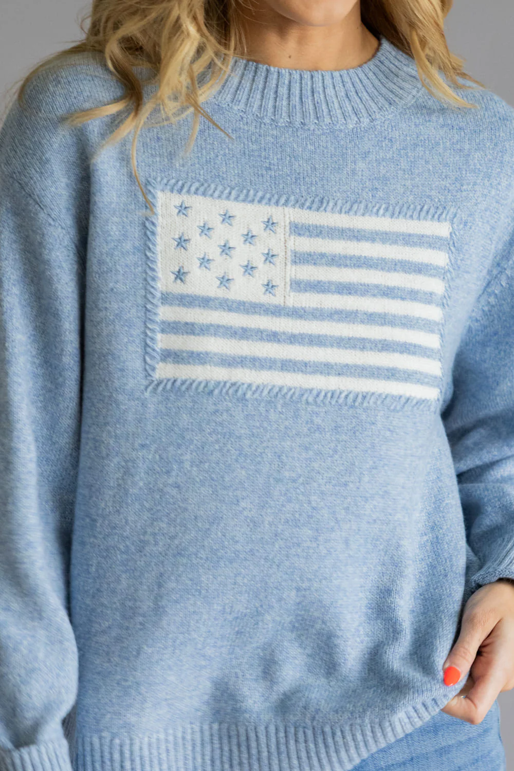 Thread & Supply Knit Allegiance Sweater for Women in Heather Blue | T3932SWTS-HEATHERBLUE - Image 2