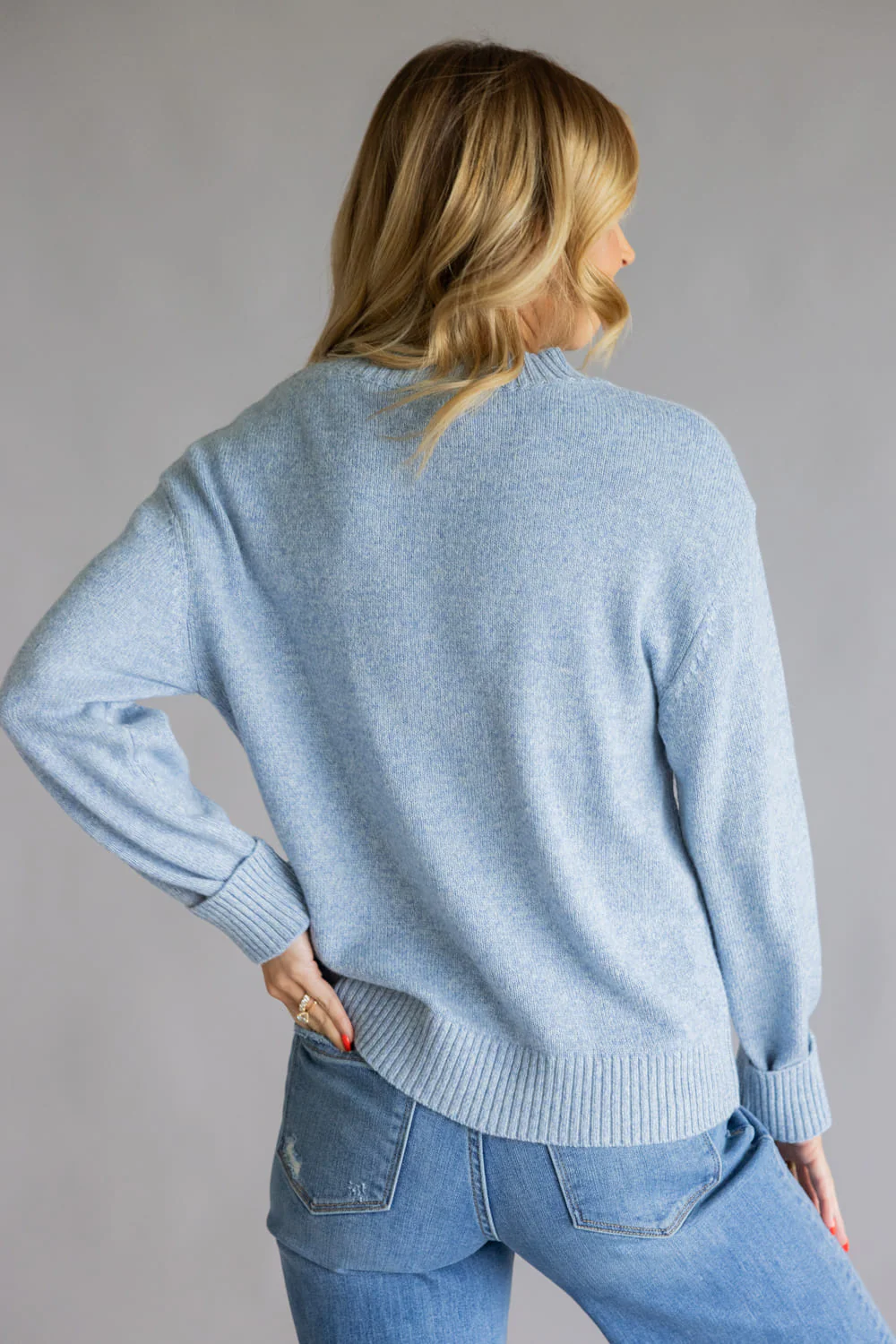 Thread & Supply Knit Allegiance Sweater for Women in Heather Blue | T3932SWTS-HEATHERBLUE - Image 3