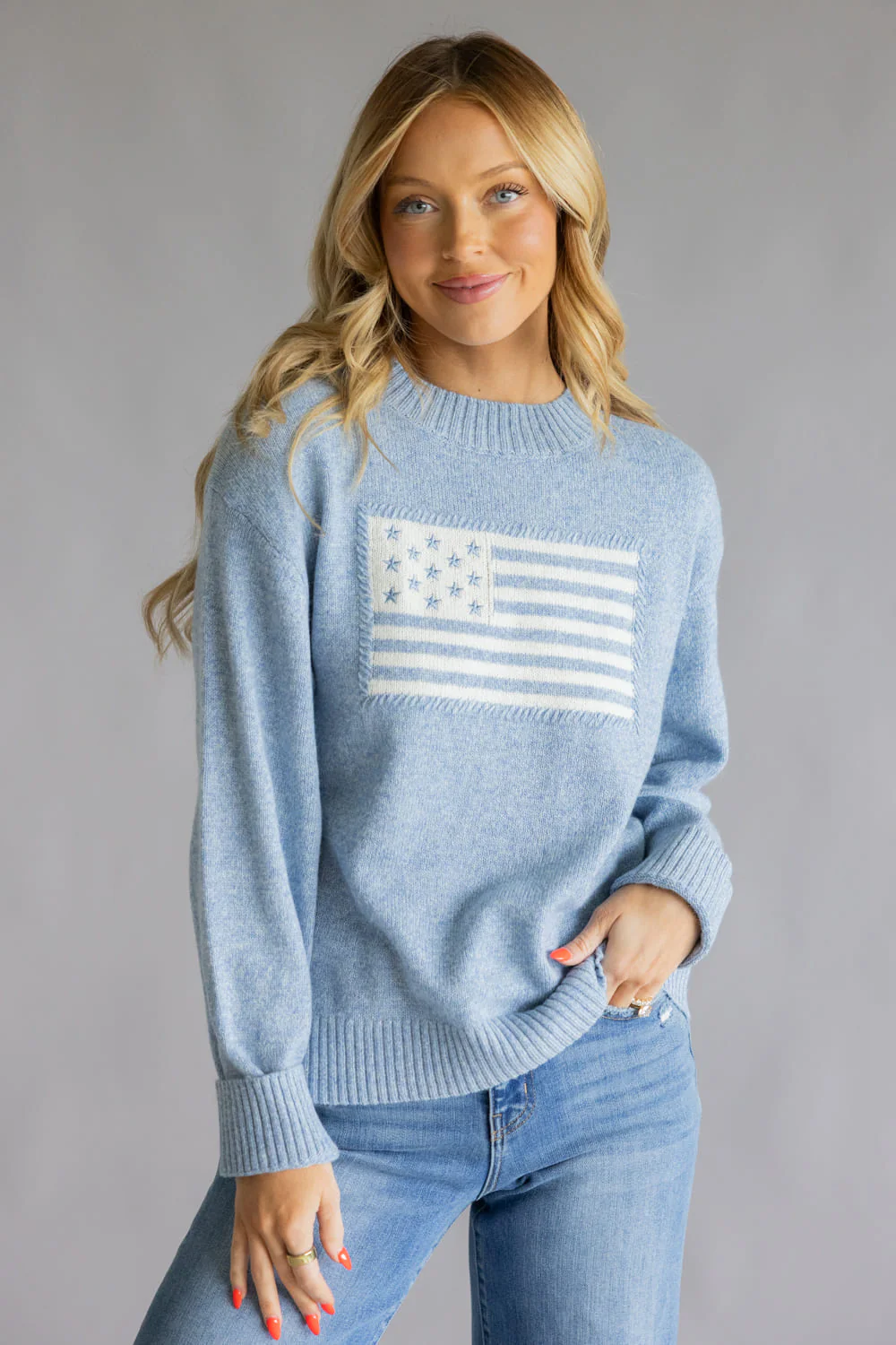 Thread & Supply Knit Allegiance Sweater for Women in Heather Blue | T3932SWTS-HEATHERBLUE - Image 4