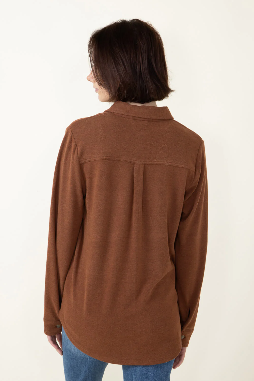 Thread & Supply Lewis Soft Luxe Button Up Shirt for Women in Heather Cognac | T1084PVXGK-HEATHERCOGNAC - Image 3