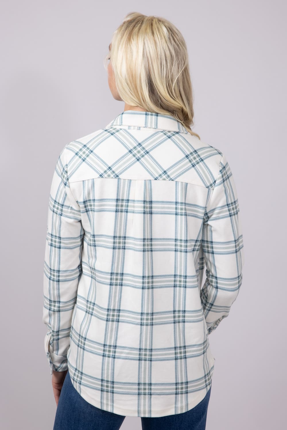 Thread & Supply Lewis Soft Luxe Button Up Shirt for Women in Ivory/Mint Plaid | T1084PVXTS-IVORYMINTPLAID - Image 4