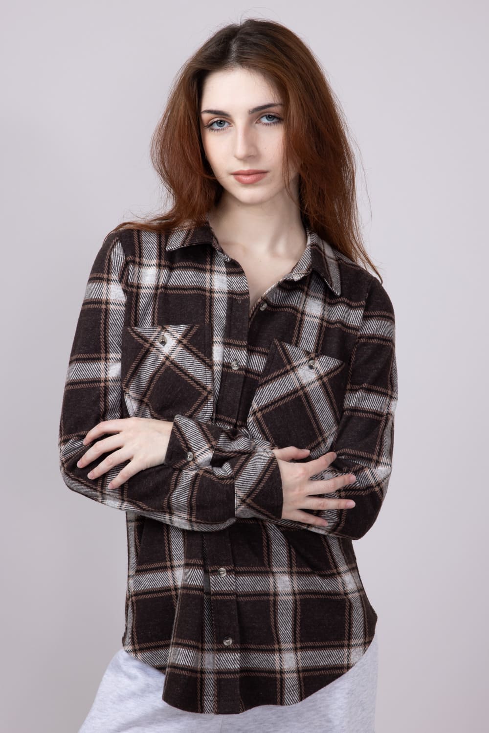 Thread & Supply Lewis Soft Luxe Button Up Shirt for Women in Coffee Combo | T1084PVXTS-COFFEECOMBO - Image 2